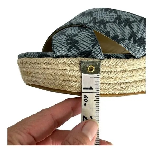 MICHAEL KORS &quot;Eleanora&quot; Wedge Espadrilles Sandal Navy Blue Size 9