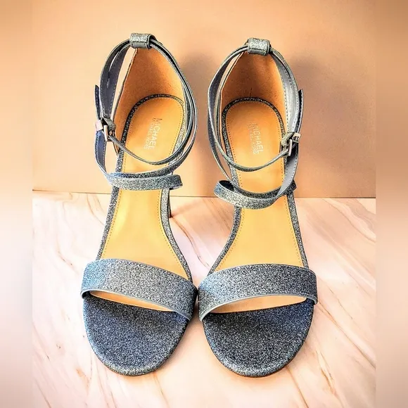 Michael Kors Astrid Glitter Embellished Ankle Strap Sandals – Size 9 (NWOB)