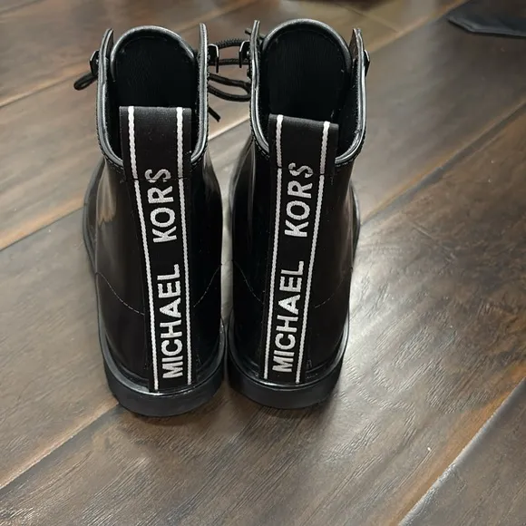 MICHAEL KORS Black Lace-Up Combat Boots