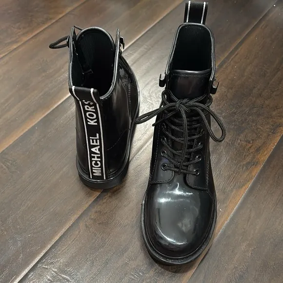 MICHAEL KORS Black Lace-Up Combat Boots