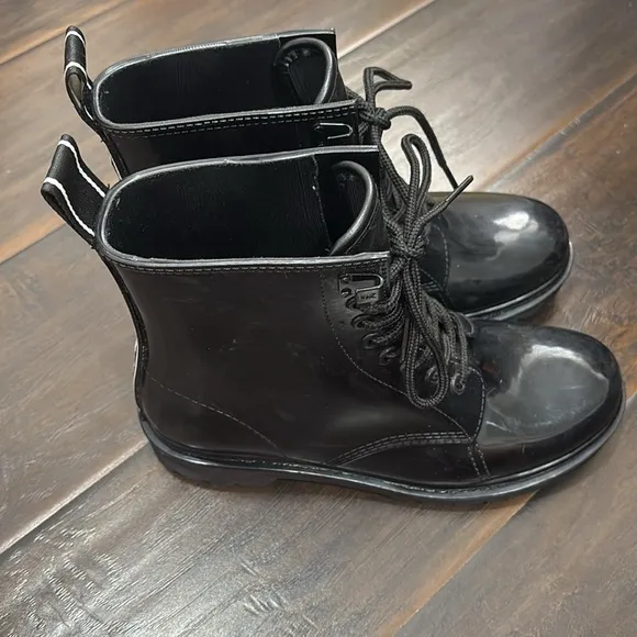 MICHAEL KORS Black Lace-Up Combat Boots