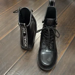 MICHAEL KORS Black Lace-Up Combat Boots