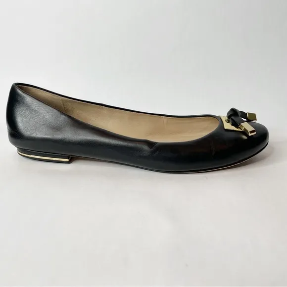 Michael Kors Black Leather Bow Flats