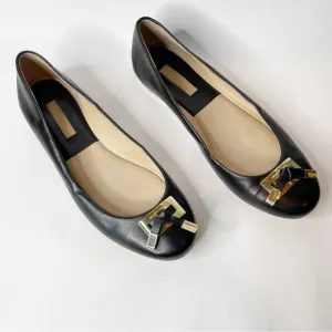 Michael Kors Black Leather Bow Flats