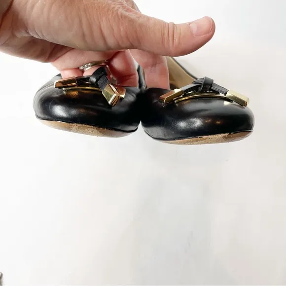 Michael Kors Black Leather Bow Flats