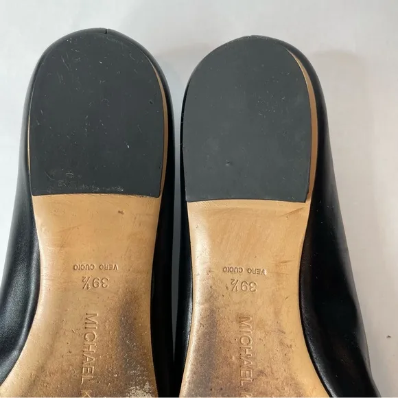 Michael Kors Black Leather Bow Flats
