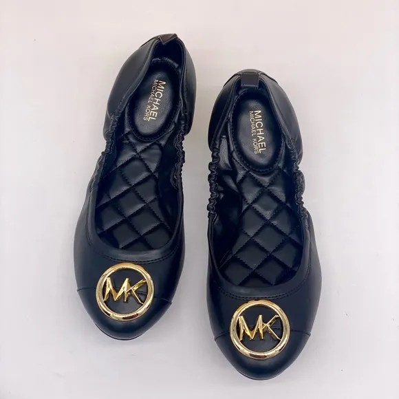 Michael Kors Carmen Toe Cap Ballet Flats Black/Gold