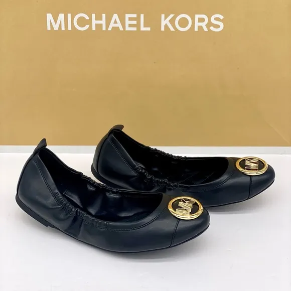 Michael Kors Carmen Toe Cap Ballet Flats Black/Gold