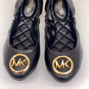 Michael Kors Carmen Toe Cap Ballet Flats Black/Gold