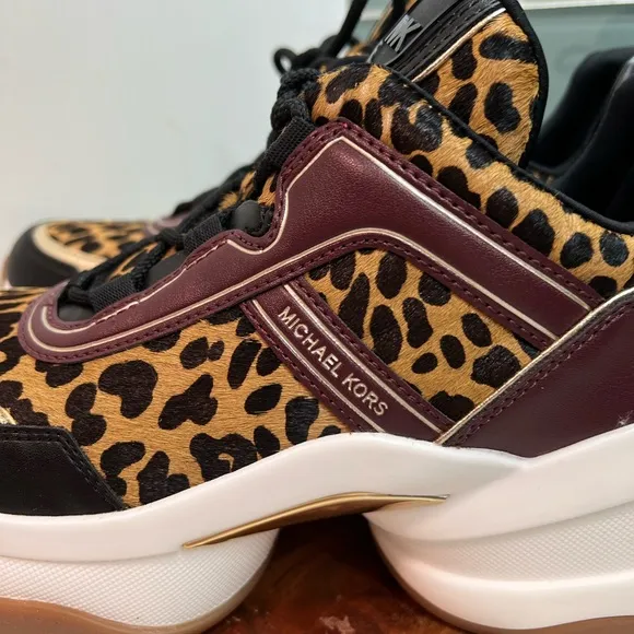 Michael Kors Cheetah Print Olympia Trainer Platform Sneaker HAIRCLIF LTHRSize 9