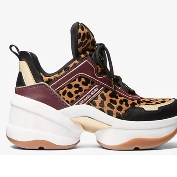 Michael Kors Cheetah Print Olympia Trainer Platform Sneaker HAIRCLIF LTHRSize 9