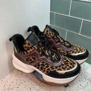 Michael Kors Cheetah Print Olympia Trainer Platform Sneaker HAIRCLIF LTHRSize 9