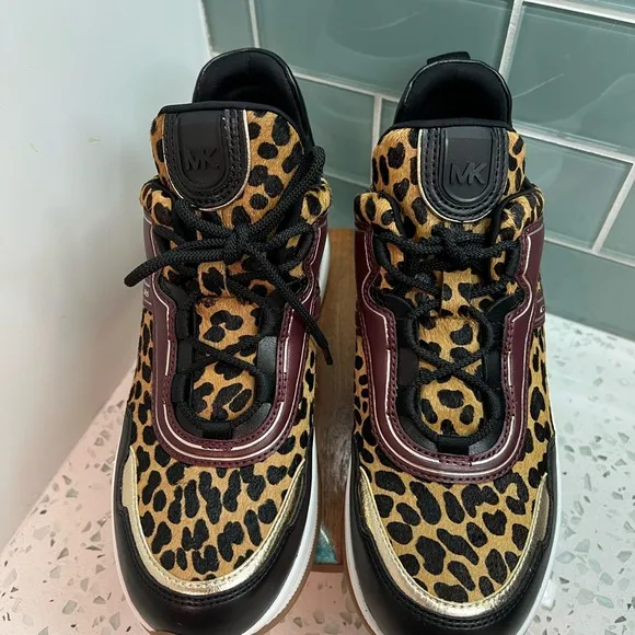 Michael Kors Cheetah Print Olympia Trainer Platform Sneaker HAIRCLIF LTHRSize 9