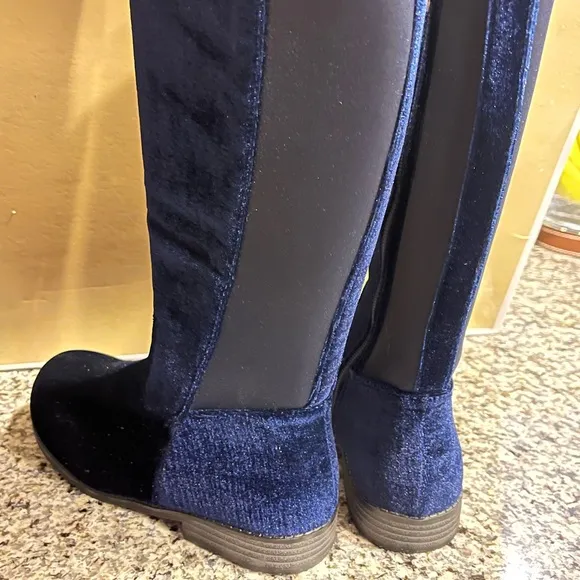 Michael Kors Emma Lily velour boots new navy blue Girls Toddlers Size 5
