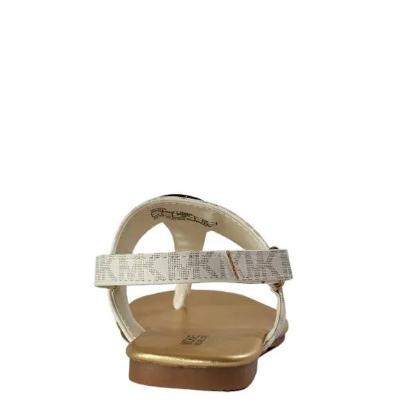 MICHAEL KORS Girls Marlie MK Logo T-Strap Sandals Shoe White Soft Gold -various