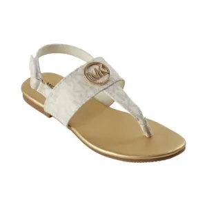 MICHAEL KORS Girls Marlie MK Logo T-Strap Sandals Shoe White Soft Gold -various
