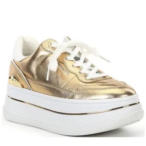 Michael Kors Hayes Metallic Leather Platform Lace Up Sneakers