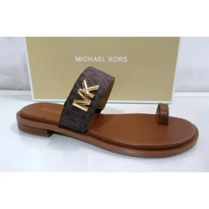 Michael Kors Jilly Thong Flat Sandals Double Strap Brown Multi Size 7.5