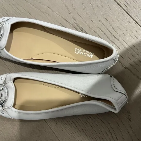 Michael Kors Leather Fulton Flats Grey Silver 6.5 NEW
