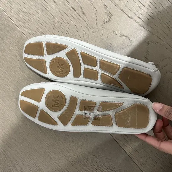 Michael Kors Leather Fulton Flats Grey Silver 6.5 NEW