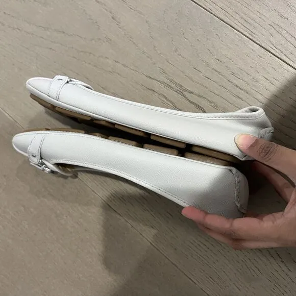 Michael Kors Leather Fulton Flats Grey Silver 6.5 NEW