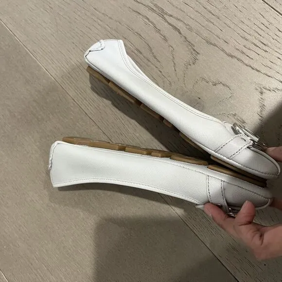 Michael Kors Leather Fulton Flats Grey Silver 6.5 NEW