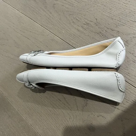 Michael Kors Leather Fulton Flats Grey Silver 7.5 NEW