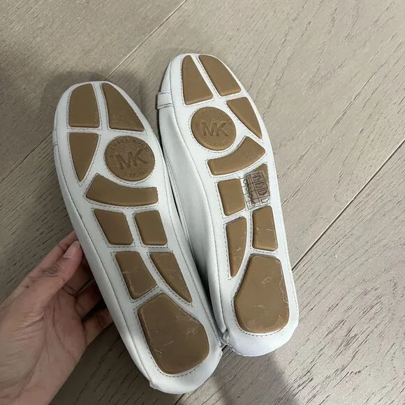 Michael Kors Leather Fulton Flats Grey Silver 7.5 NEW