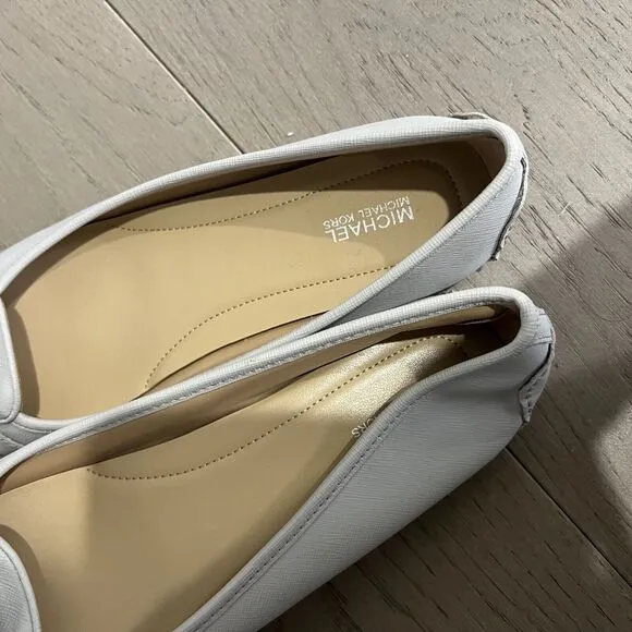Michael Kors Leather Fulton Flats Grey Silver 7.5 NEW