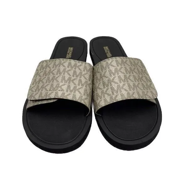 Michael Kors Mk Signature‎ Logo Print Wade Slides Size 10M
