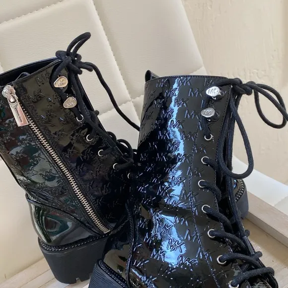 MICHAEL KORS Patent Leather Combat Boots