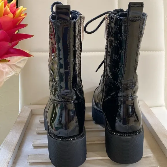 MICHAEL KORS Patent Leather Combat Boots