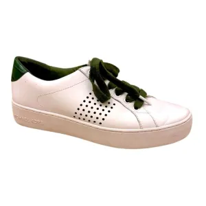 Michael Kors Poppy Lace-Up Leather Sneakers White Green Women’s Size 8