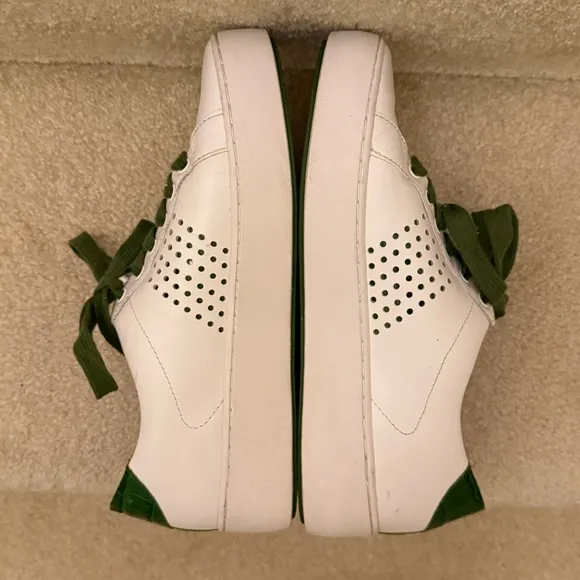 Michael Kors Poppy Lace-Up Leather Sneakers White Green Women’s Size 8