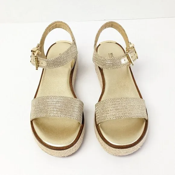 Michael Kors Richie Espadrille Platform Sandals, Pale Gold, Women's 6