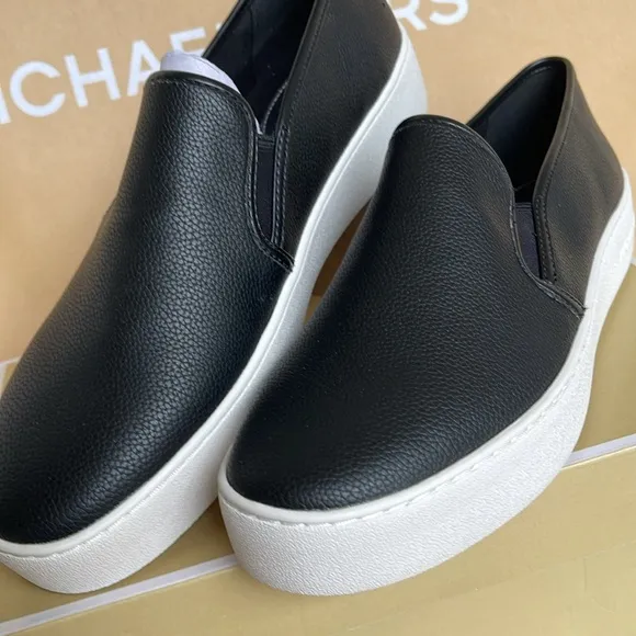 Michael Kors TEDDI SLIP ONTUMBLED FAUX LTHR49T2TEFP1LBlack Platform Sneakers