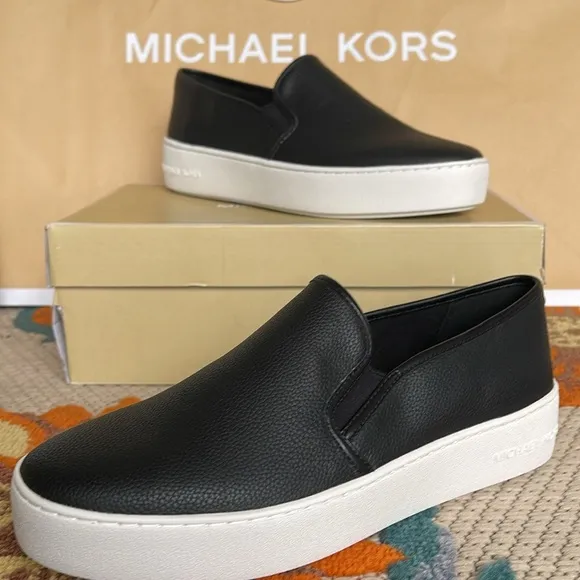 Michael Kors TEDDI SLIP ONTUMBLED FAUX LTHR49T2TEFP1LBlack Platform Sneakers