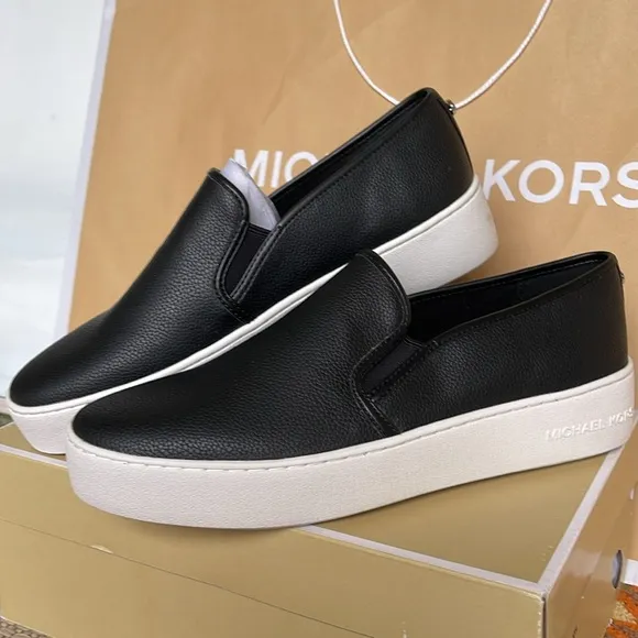 Michael Kors TEDDI SLIP ONTUMBLED FAUX LTHR49T2TEFP1LBlack Platform Sneakers
