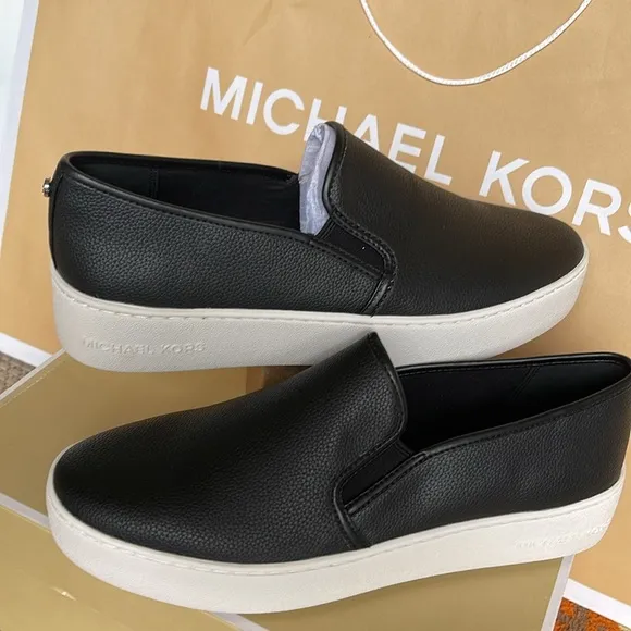Michael Kors TEDDI SLIP ONTUMBLED FAUX LTHR49T2TEFP1LBlack Platform Sneakers