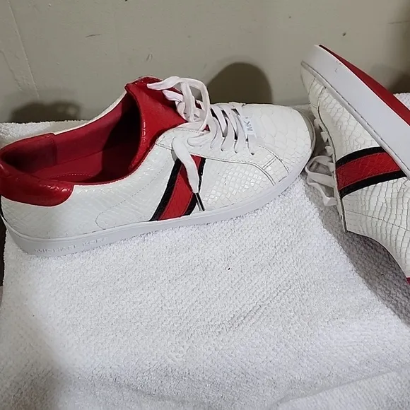 Michael Kors White and Red Low-Top Sneakers Sporty Design