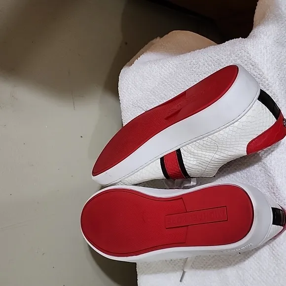 Michael Kors White and Red Low-Top Sneakers Sporty Design