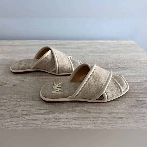 Michael Kors Women’s Gideon Crisscross Straps Logo Slide Sandals
