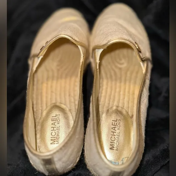 MICHAEL Michael Kors Gold Espadrilles with Shimmer Finish