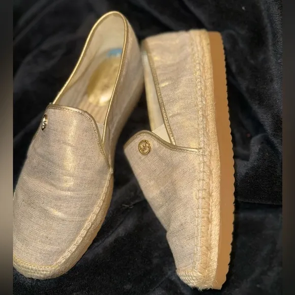 MICHAEL Michael Kors Gold Espadrilles with Shimmer Finish