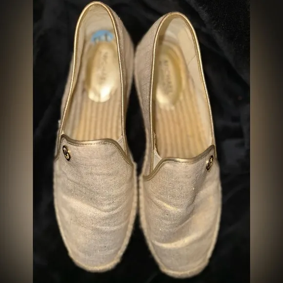 MICHAEL Michael Kors Gold Espadrilles with Shimmer Finish