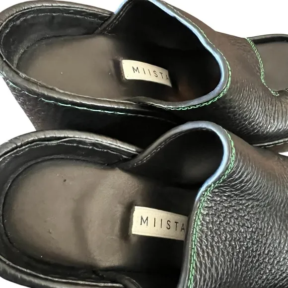 Miista Thais Leather Slip-On Platform Wedge Slide Sandal Toe Loop NEW EU 37 US 7