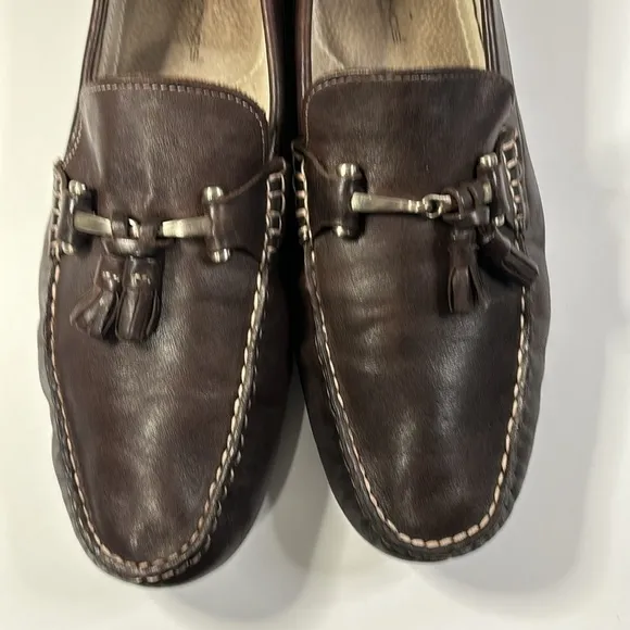 Mikekonos men’s brown  leather driving loafers size 10.5