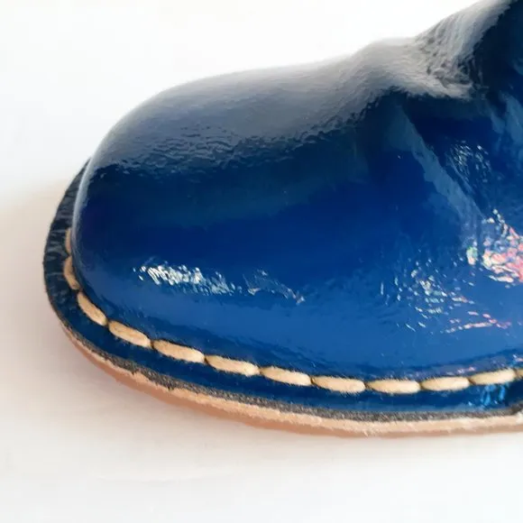 Mini Boden Girls Boots Blue Chelsea Patent Leather Bootie Size 23 7