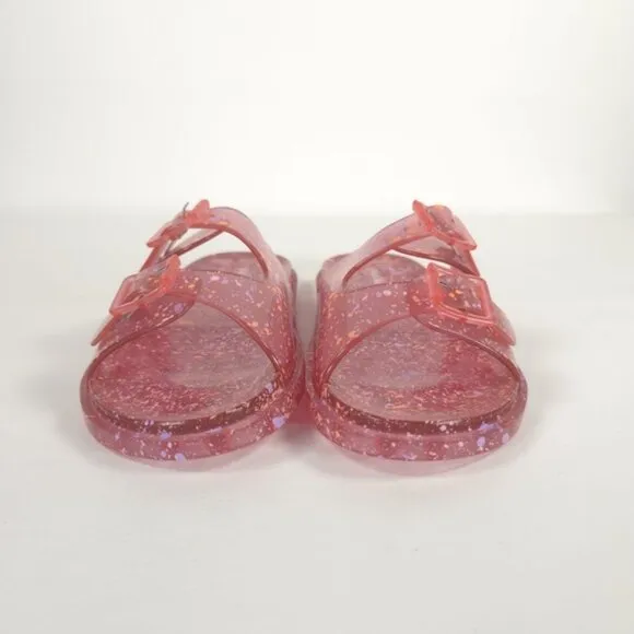 MINI MELISSA WIDE II PINK QUANTILE Glitter Jelly Sandals Slip on Open Toe Size 3