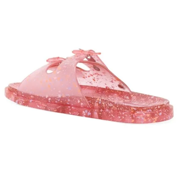 MINI MELISSA WIDE II PINK QUANTILE Glitter Jelly Sandals Slip on Open Toe Size 3